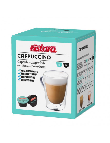 Capsules Ristora compatible dolce gusto Cappuccino Deca Delattosate 4 pack. 10 cps