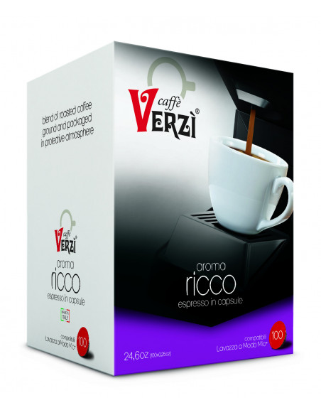 100 Capsules Compatible Lavazza a Modo Mio mixture Ricco - Verzì