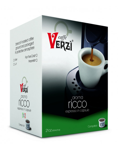 100 Capsule Compatibili Kimbo - Illy Uno System miscela Ricco - Verzì
