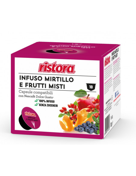 Capsules Ristora compatible dolce gusto Blueberry and Mixed Fruits Infusion 4 pack. 10 cps