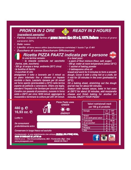 Preparato per pizza grano Saraceno - Latta 480gr